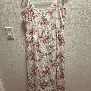 Japna Pink and White Floral Maxi Dress